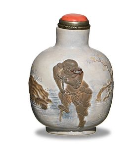 Chinese Carved Porcelain Snuff Bottle, 19th Century