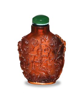 Chinese Carved Amber Snuff Bottle, 18-19th Century