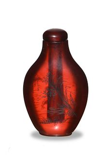 Chinese Dragon Snuff Bottle, Baichuan, 1960