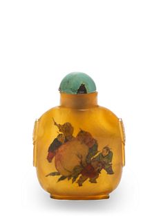 Agate Inside-Painted Snuff Bottle, Ye Xiaofeng