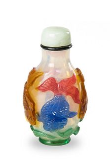 Chinese 4-Color Peking Glass Snuff Bottle, 19th Century