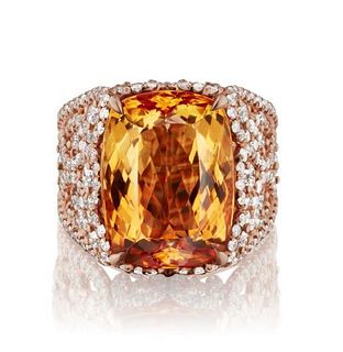 17.24ct Imperial Topaz And 3.23ct Diamond Ring