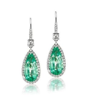 9.07ct Emerald And 1.24ct Diamond Earrings