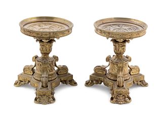 A Pair of Louis XVI Style Gilt Bronze Mounted Centerpiece Bases
