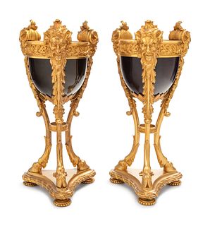 A Pair of Neoclassical Style Gilt and Patinated Bronze Cassolettes