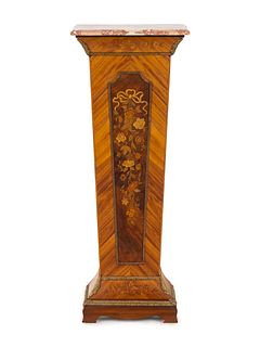 A French Gilt Bronze Mounted and Inlaid Pedestal