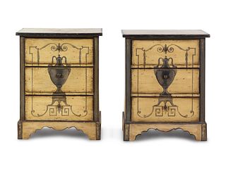 A Pair of Neoclassical Style Painted Nightstands