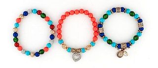 Bracelets with Coral, Lapis, and Turquoise 