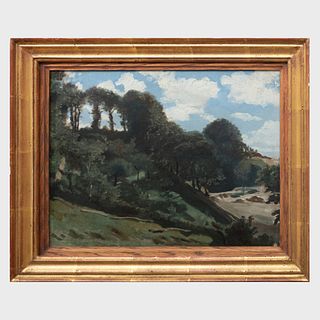 Charles-Francois Eustache (1820-1870): Landscape in Normandy