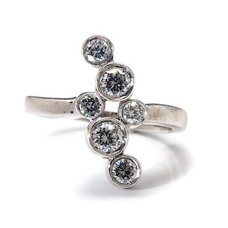 Six-Diamond Bezel-Set Ring in 14 Karat White Gold 