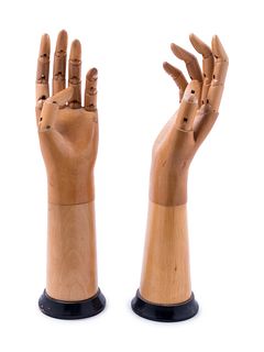 A Pair of French Carved and Articulated Wood Glove Molds