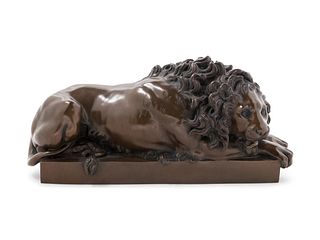 A Grand Tour Bronze Model of a Recumbent Lion