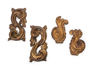 Two Pairs of Italian Carved Scrolls