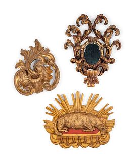 Three Italian Carved Giltwood Ornaments