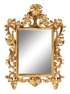 An Italian Rococo Style Giltwood Mirror