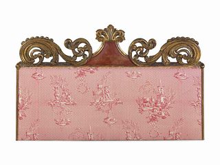 A Continental Carved and Parcel Gilt Wood Upholstered Headboard