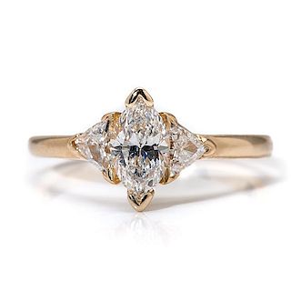 Marquise and Trillion Diamond Three-Stone Ring 