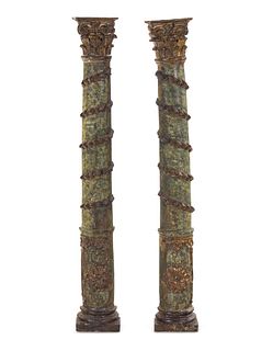 A Pair of Continental Painted Half Columns
