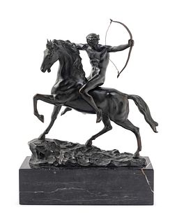A Continental Bronze Figure of a Mounted Archer