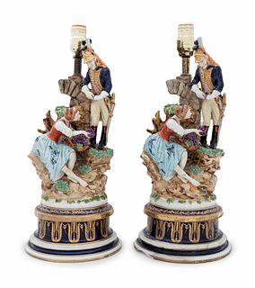 A Pair of Continental Porcelain Figural Groups
