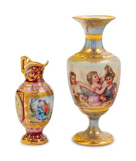Two Vienna Painted and Parcel Gilt Porcelain Articles