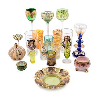 A Collection of Continental Enameled Glass Articles