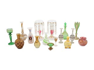 Sixteen French and Bohemian Glass Articles