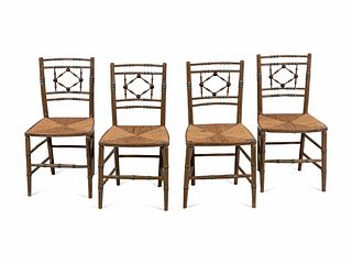 A Set of Four Victorian Style Painted Side Chairs