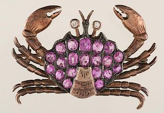 Vintage Crab Brooch with Rubies PLUS 