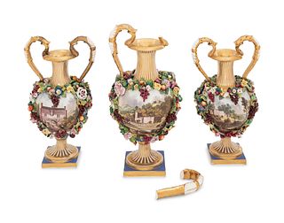 A Bloor Derby Three-Piece Porcelain Garniture Set