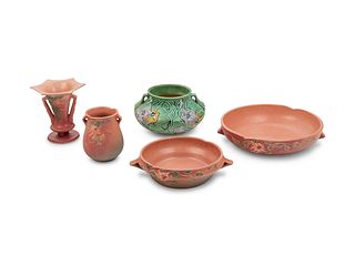 Five Roseville Pottery Vessels