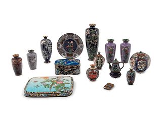 A Group of Japanese Cloisonne Enamel Decorated Articles