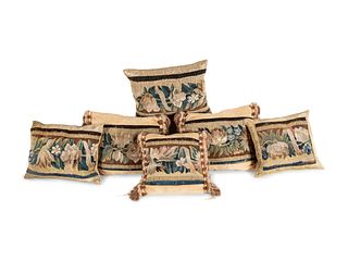 Six Tapestry Upholstered Pillows