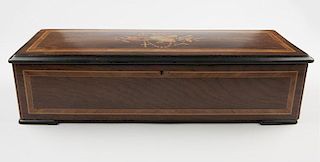 A Swiss marquetry cased cylinder music box
