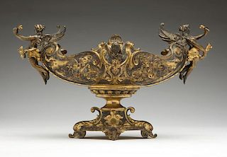 A French parcel-gilt bronze centerpiece bowl