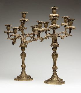 A pair of Louis XV-style gilt bronze candelabra