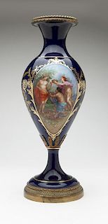A Sevres-style gilt bronze-mounted porcelain vase