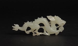 Chinese White Jade Dragon Carving, Ming