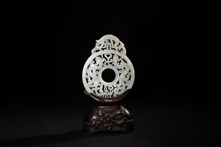 Chinese White Jade Good Fortune Plaque