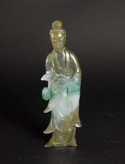 Chinese Jadeite Statuette of a Lady, 19th Century