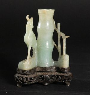 Chinese Jadeite Bamboo-Shaped Vase, 19th Century