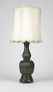 A Chinese glazed pottery lamp
