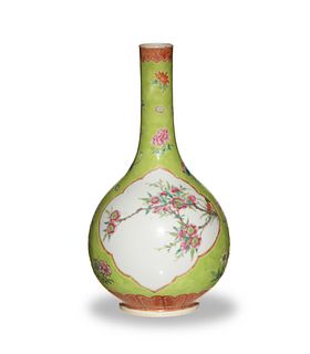 Chinese Famille Rose Vase with Flowers, Late Qing