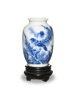 Chinese Wang Bu Style Blue and White Vase, Republic