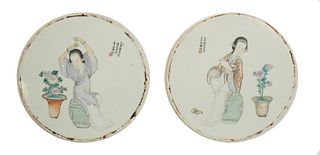 Pair Chinese Famille Rose Plaques, Li Youmei, 19th Century