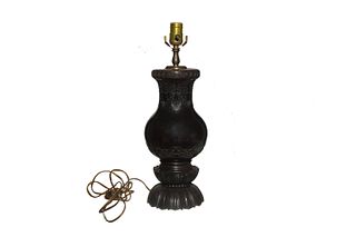 18th Century Chinese Zitan Vase Converted into Lamp