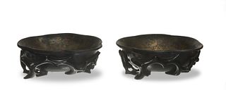 Pair of Chinese Zitan Cups, 18-19th Century