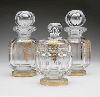 Three Baccarat cut crystal vanity items