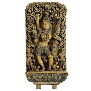 Large Thai Deep Relief Wood Carving