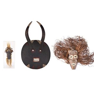 Three (3) African Carved Wood Masks